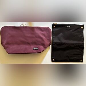 KUSSHI Vacationer Makeup Bag and Pocket Organizer - Plum/Dusty Rose